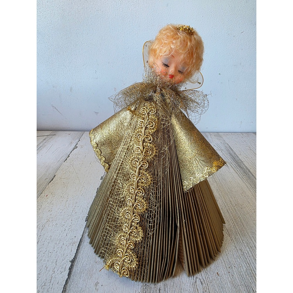 Vintage newspaper angel cherub Xmas tinsel decor